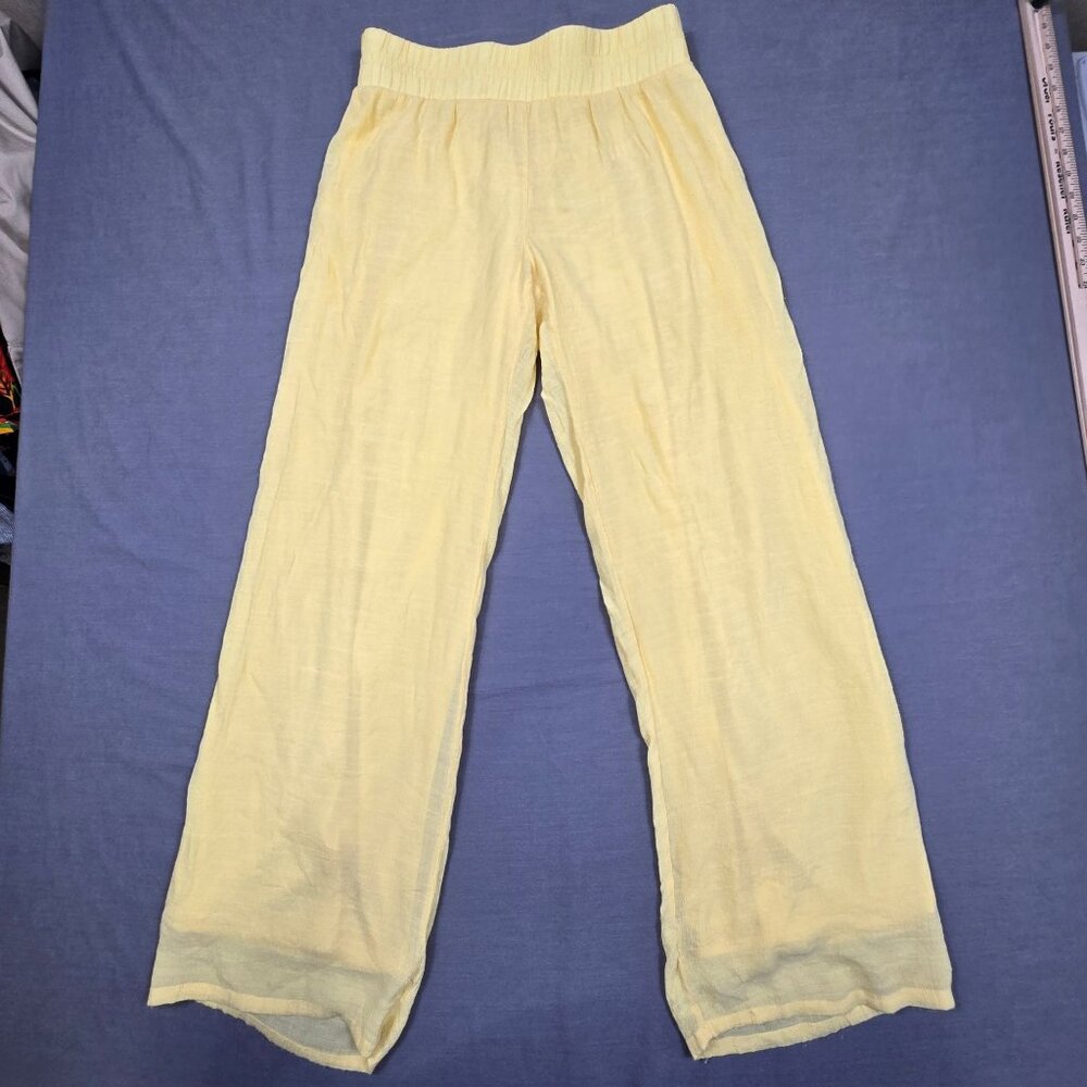 Yellow Elastic Waist Wide Leg Pants Small New Directions
